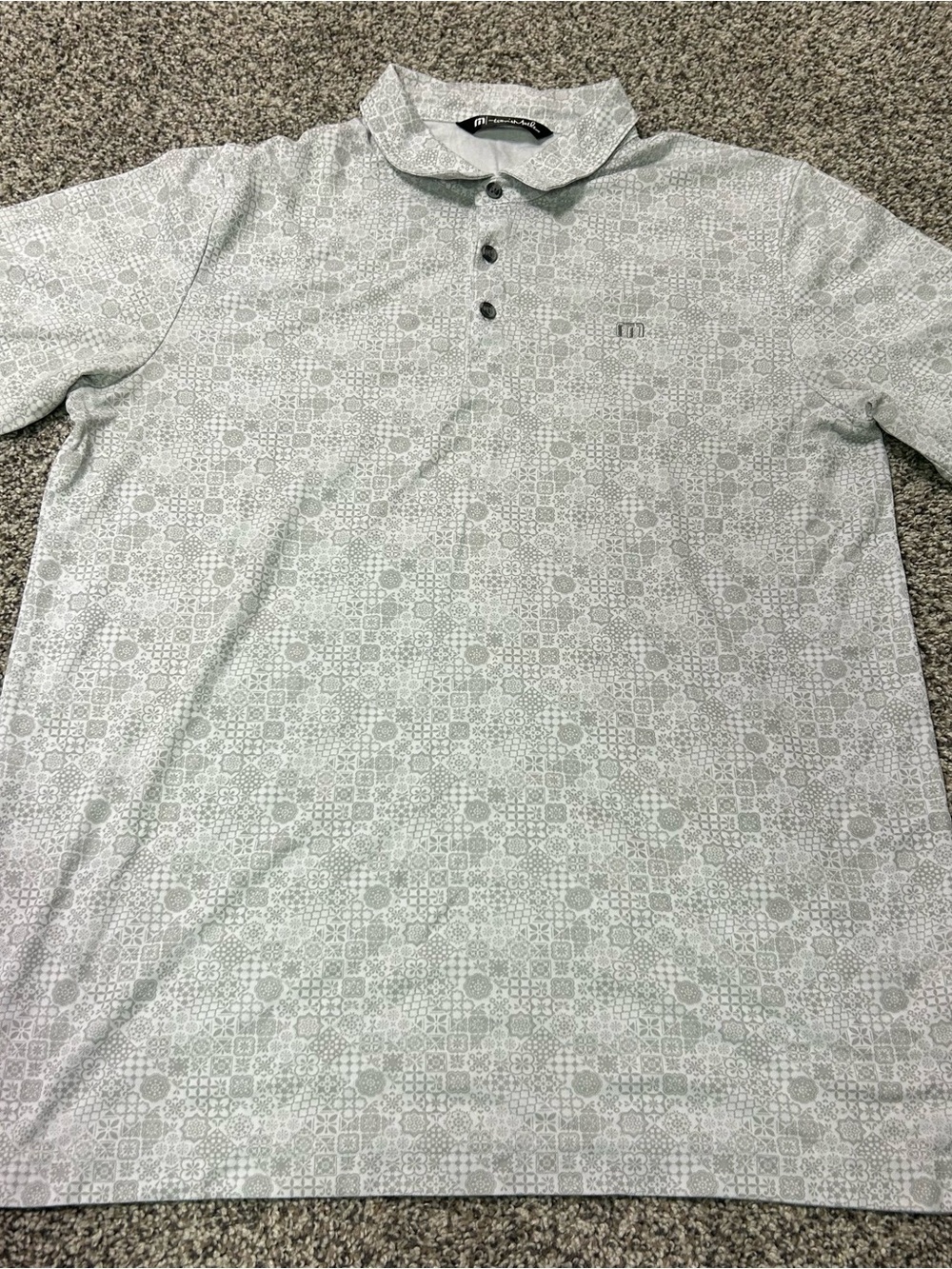 Travis Mathew Polo Shirt Mens Large Grey Performance Golf Pima Cotton Logo